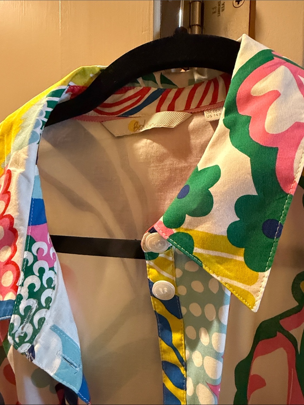 Boden Multicolor Floral Long-Sleeve Shirt Dress with Tie Waist - Picture 4 of 4